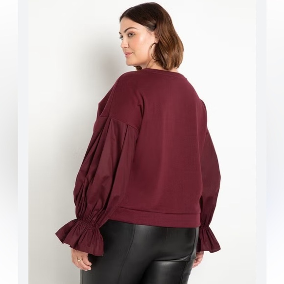 Eloquii Flounce Sleeve Sweatshirt - Picture 1 of 11